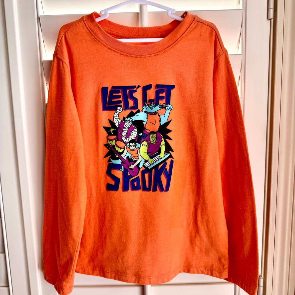 Cat & Jack Monster Graphic Long Sleeve Tee XS 4/5 Orange‎ Fall Winter